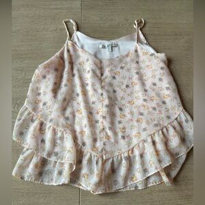 Lauren Conrad Floral Ruffle Flowy Tank L coquette feminine spring clean girl